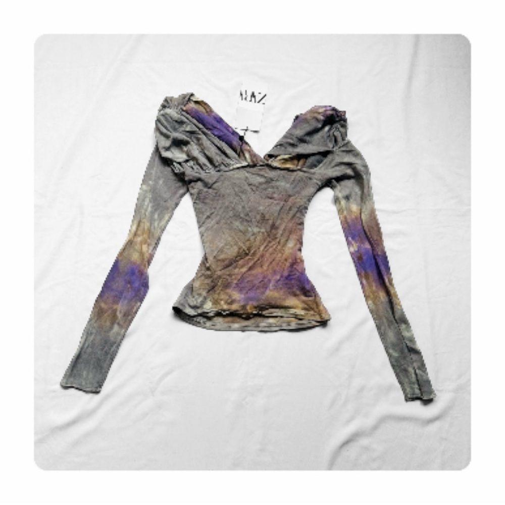 β
NWT Zara Tie Dye Draped Knit Top - Gray/Lavender β
- Picture 10 of 16